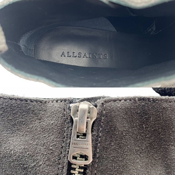 NWT AllSaints Jason Boot Charcoal Gray Suede Buckle Ankle Bootie Women’s Size 9 - Picture 14 of 16